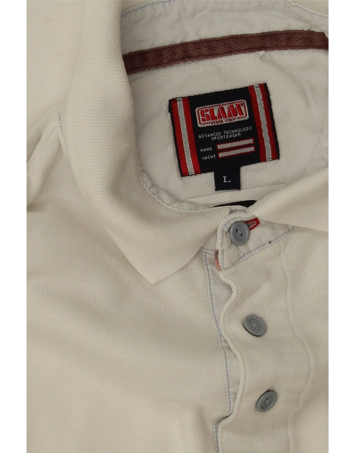 Slam Herren-Poloshirt, groß, aus weißer Baumwolle
