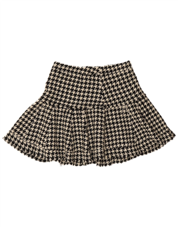 Max & Co. Damen Minirock UK 6 XS W28 Schwarze Wolle mit Hahnentrittmuster