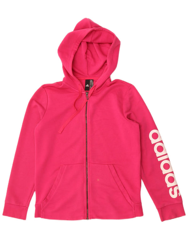 Adidas Damen Graphic Zip Hoodie Pullover UK 16/18 Große rosa Baumwolle