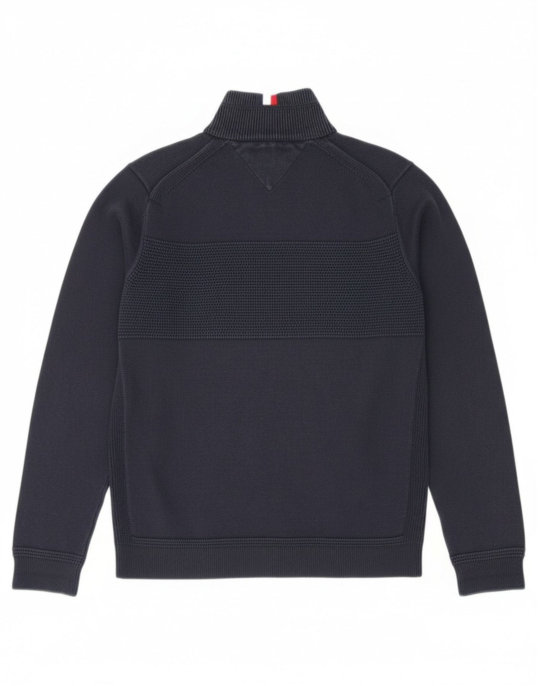 Tommy Hilfiger Herren-Pullover mit Reißverschluss am Hals, mittlere marineblaue Baumwolle
