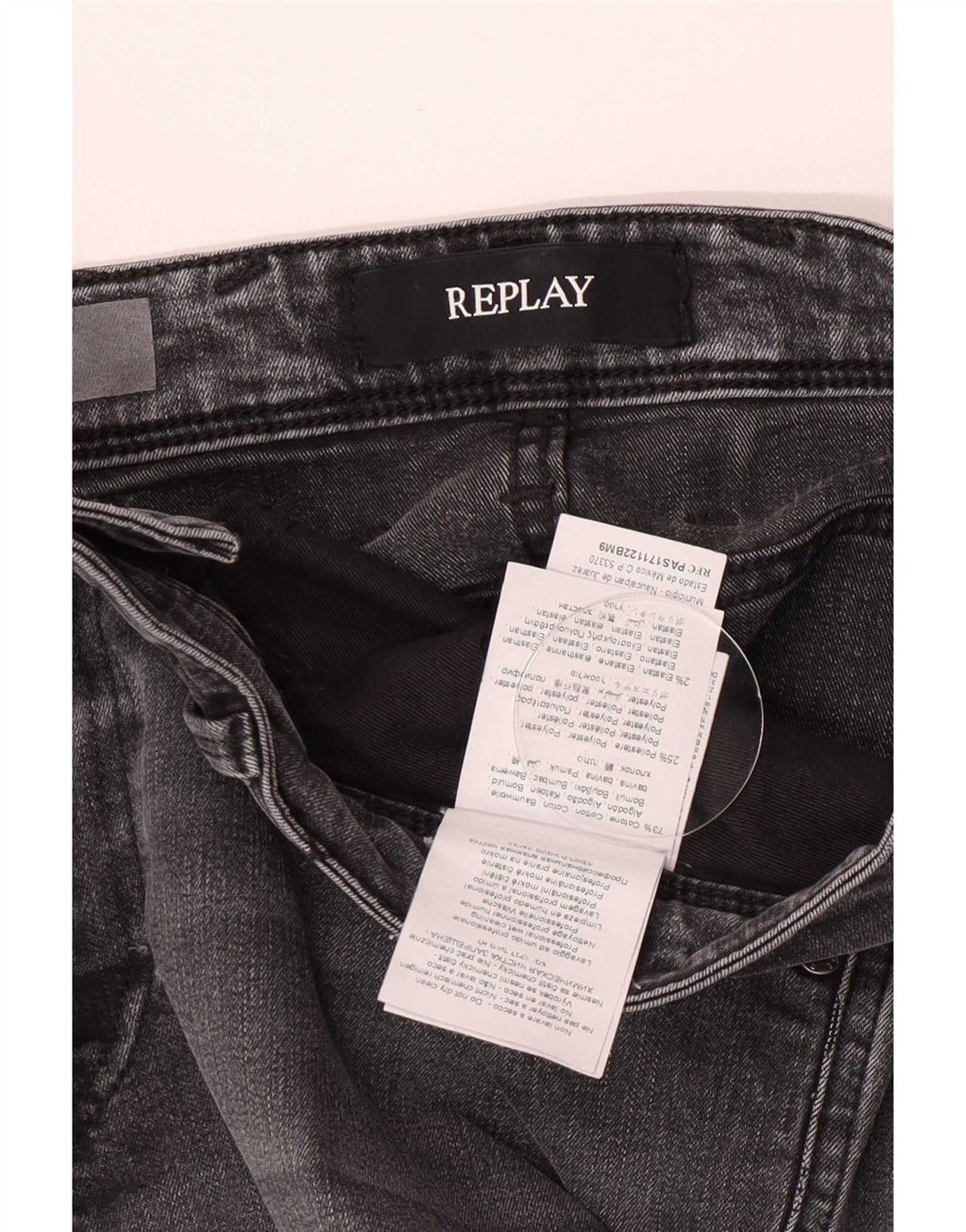 Replay Damen Slim Jeans W33 L32 Graue Baumwolle