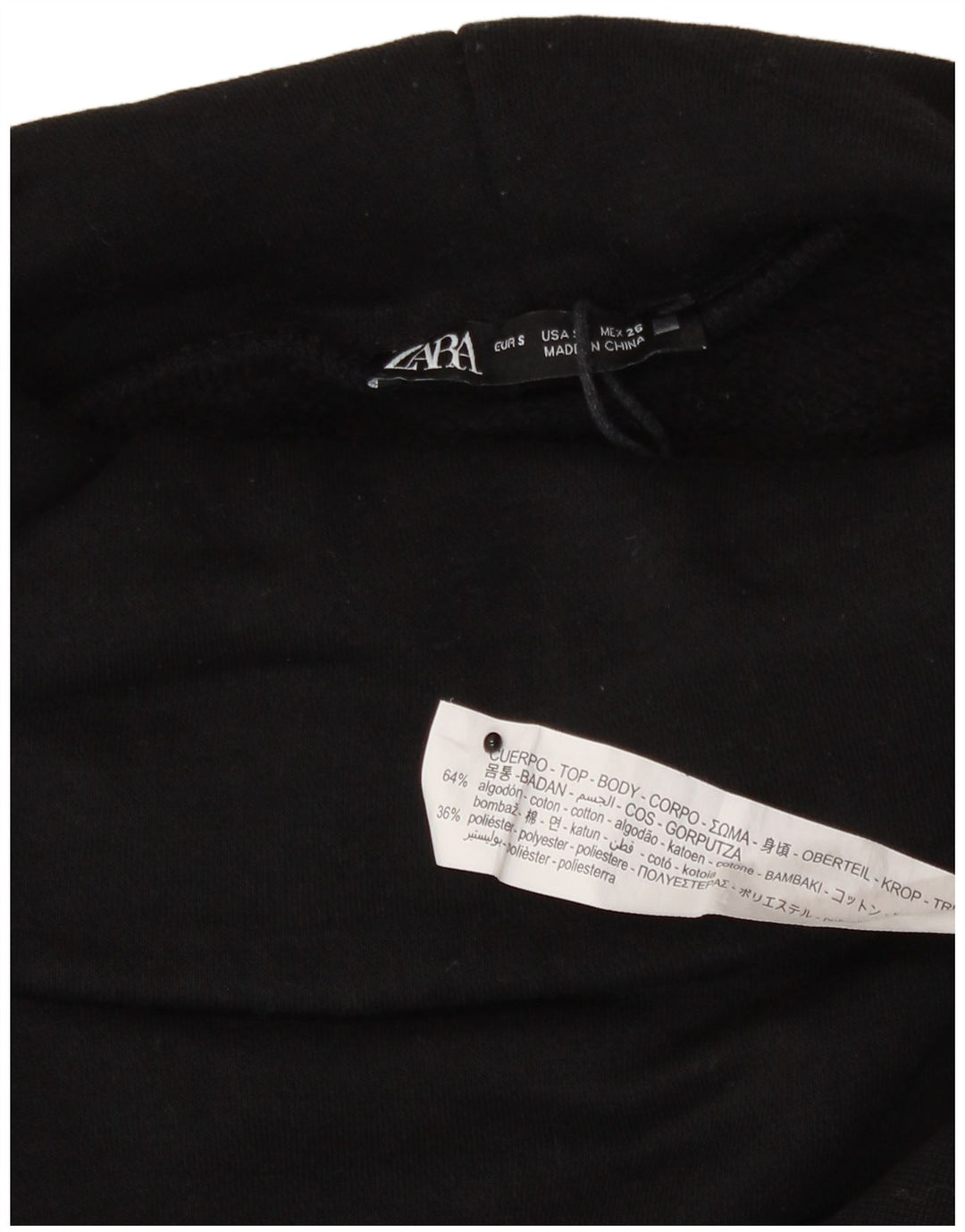 Zara Damen-Pullover, übergroßer Crop-Sweatshirt, Gr. 10, Größe S, Schwarz, Baumwolle