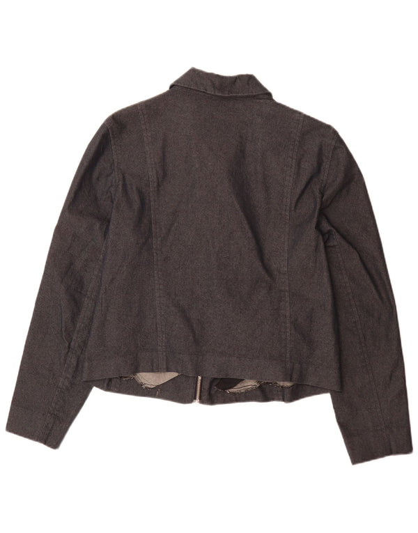 Ralph Lauren Damen Bomberjacke UK 14 Große graue Baumwolle