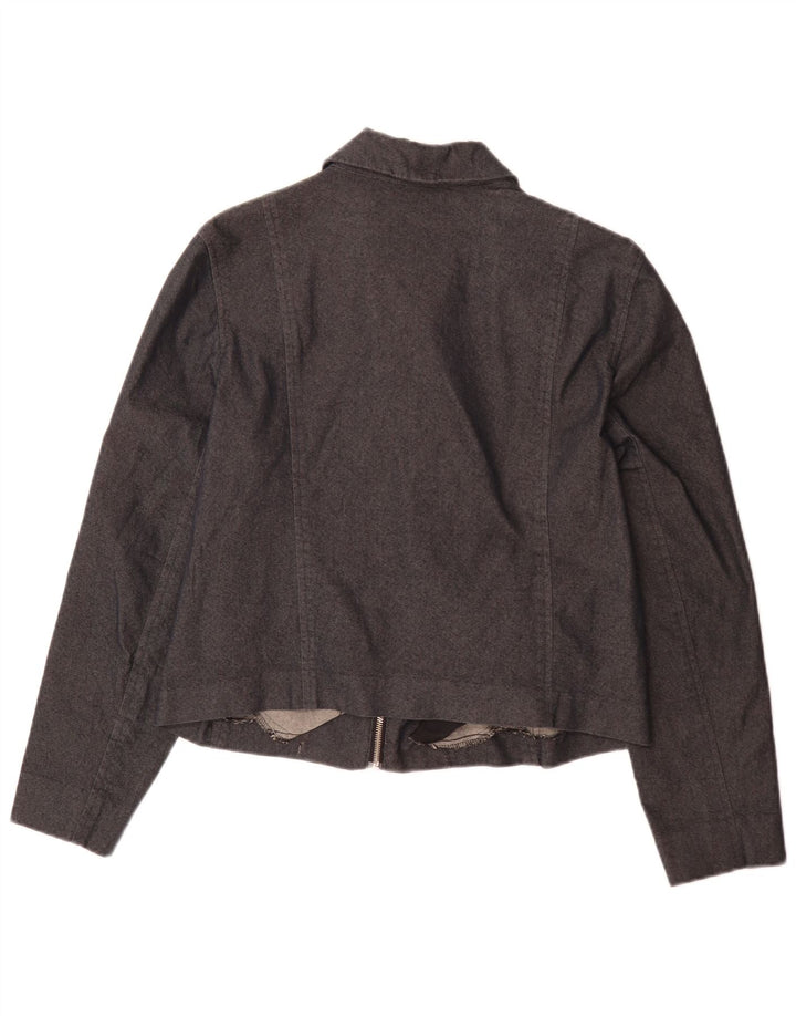 Ralph Lauren Damen Bomberjacke UK 14 Große graue Baumwolle