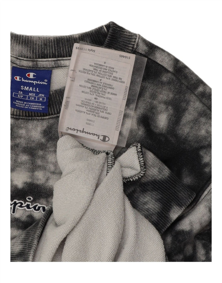CHAMPION Womens Oversized Sweatshirt Jumper UK 10 Small Black Tie Dye Vintage Champion and Second-Hand Champion from Messina Hembry 