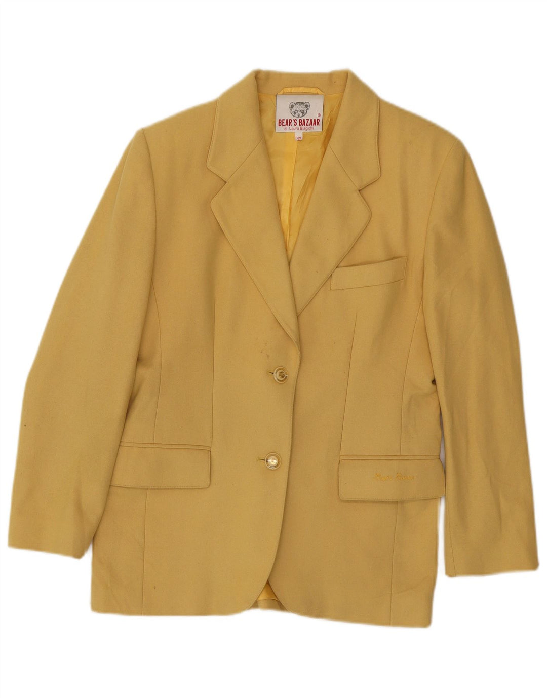 Laura Biagiotti Damen 2-Knopf-Blazerjacke IT 42 Mittelgelb