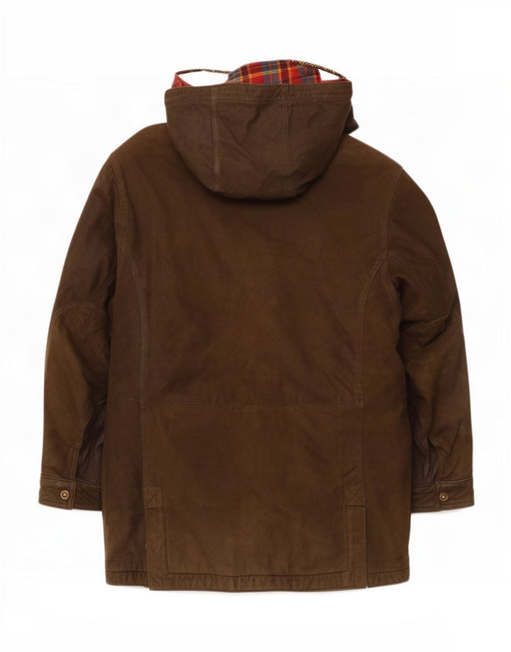 Conrad Herren-Windjacke aus Leder mit Kapuze, IT 52 XL, Khaki