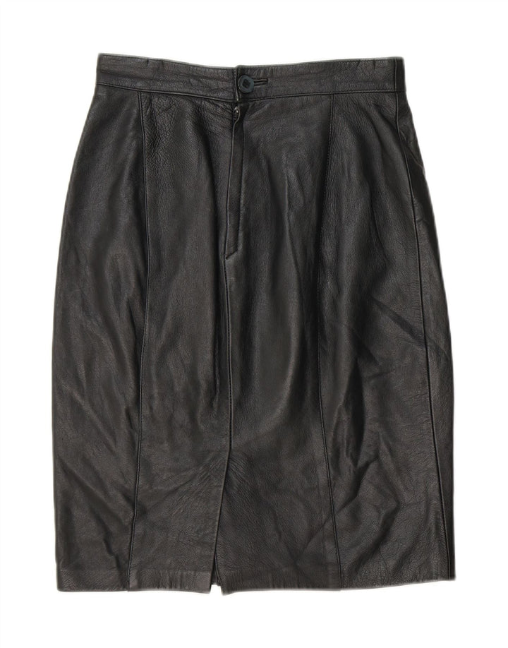 VINTAGE Womens Leather Skirt IT 42 Medium W28  Black Leather Vintage Vintage and Second-Hand Vintage from Messina Hembry 