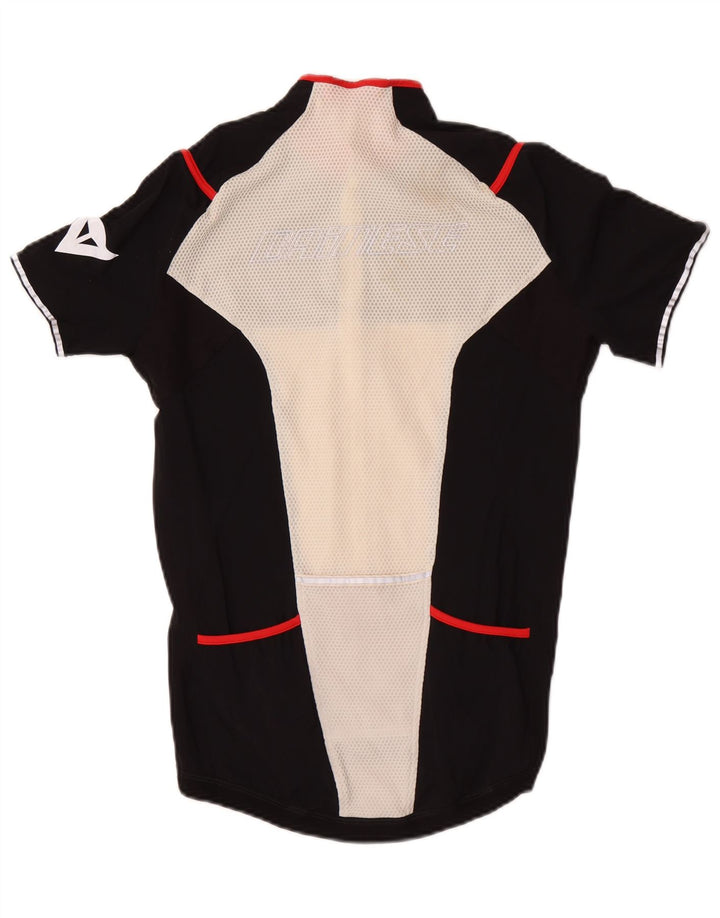 Dainese Herren Kurzarm-Jersey-Oberteil mit Reißverschluss am Hals, mittelschwarz, Farbblock