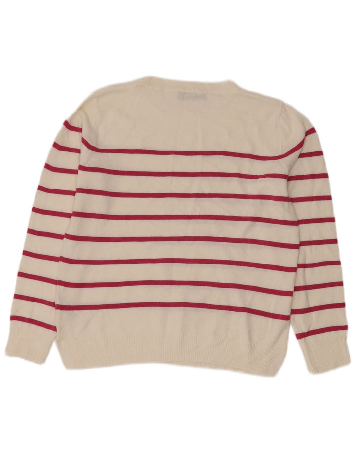Marks & Spencer Damen-Pullover mit Rundhalsausschnitt, Gr. 10, Größe S, weiß gestreift