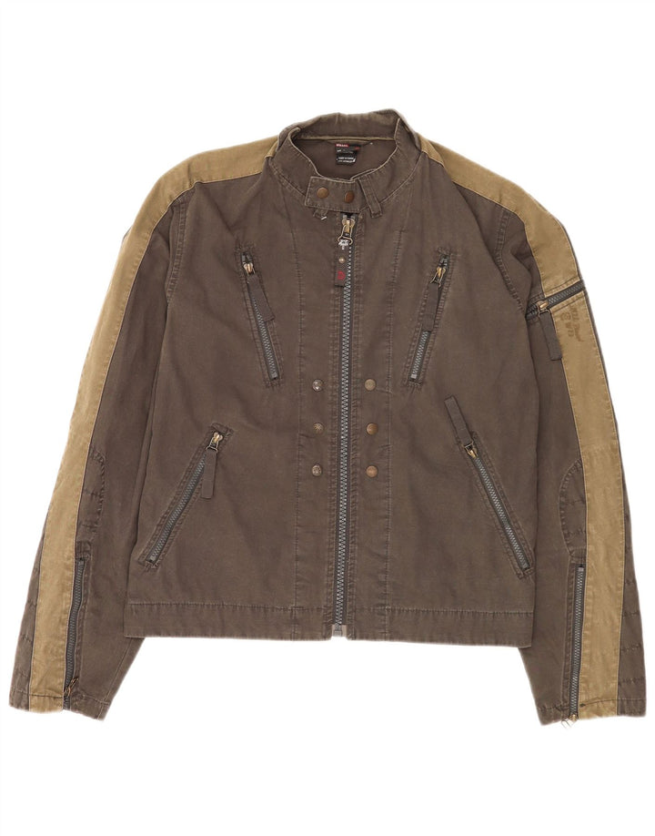 Diesel Herren Bomberjacke UK 40 Große graue Colourblock-Baumwolle