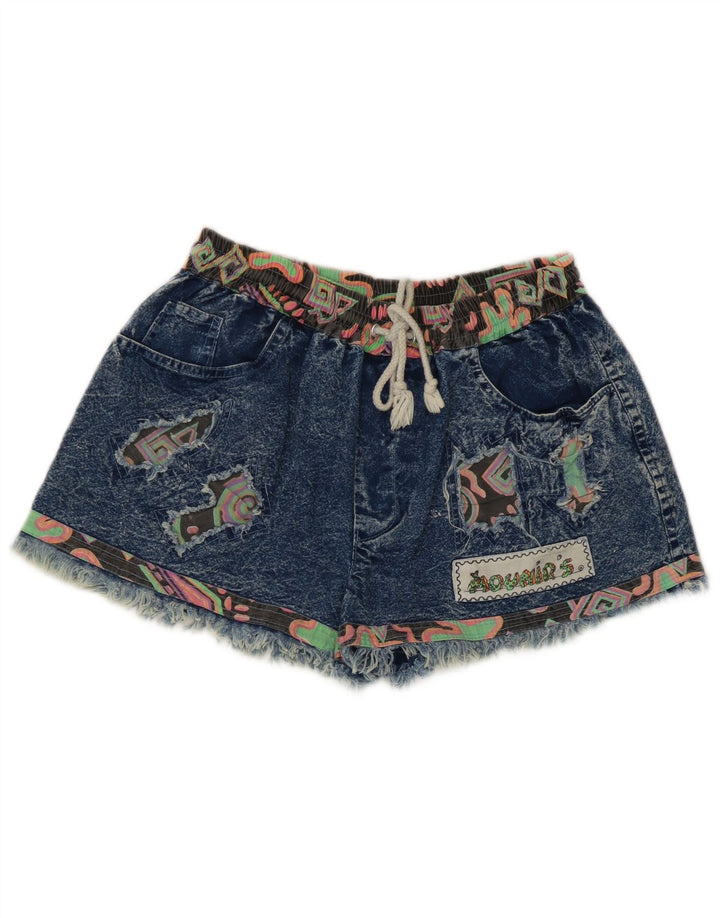 Vintage Damen Jeansshorts Medium W28 Blau Patchwork