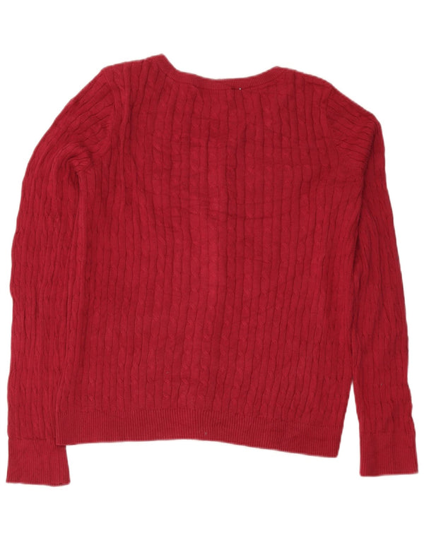 Eddie Bauer Damen-Cardigan-Pullover UK 16 Große Burgunderrote Baumwolle