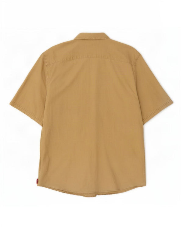 Wrangler Herren Kurzarmhemd XL Beige Baumwolle