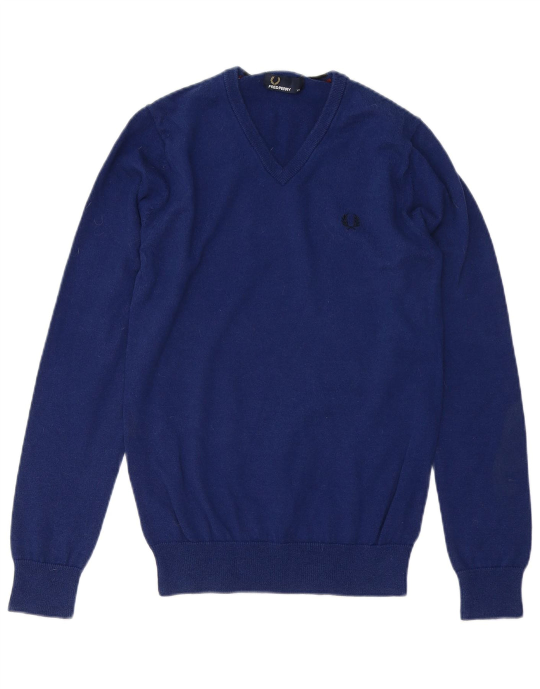 FRED PERRY Herren-Pullover mit V-Ausschnitt, XS, blaue Wolle