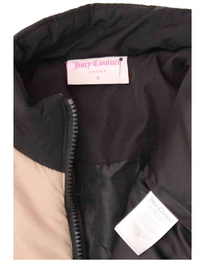 Juicy Couture Damen Crop Wattierte Jacke UK 10 Small Schwarz Colourblock