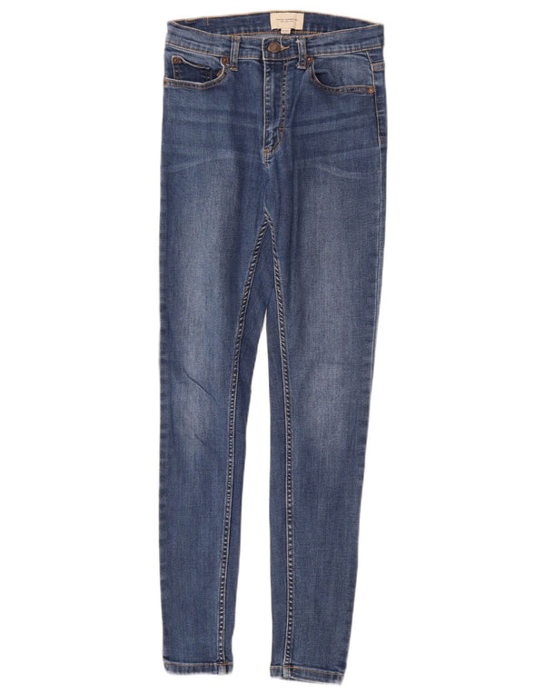 French Connection Damen Skinny Jeans UK 8 Small W27 L30 Blaue Baumwolle