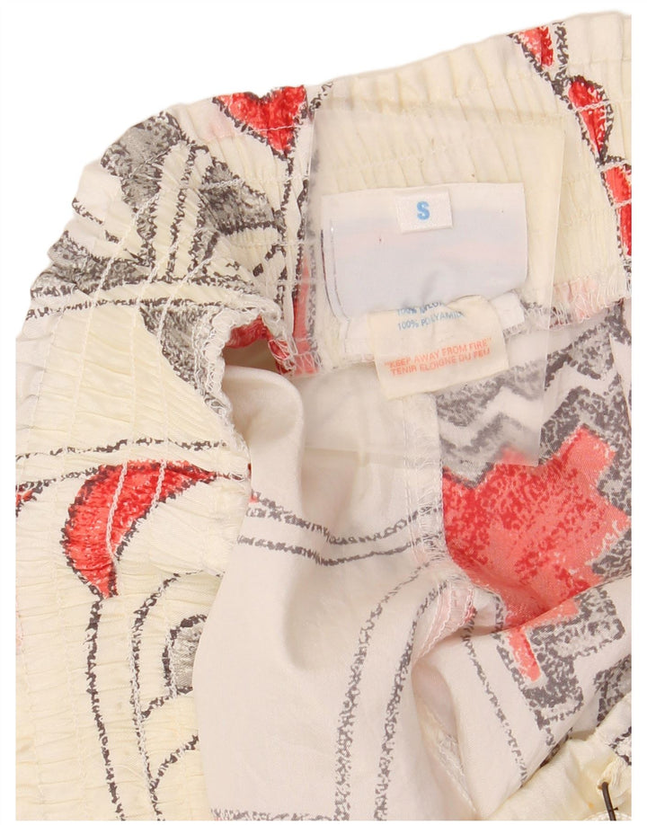 REEBOK Damen Badeshorts UK 10 Small Weißes geometrisches Nylon