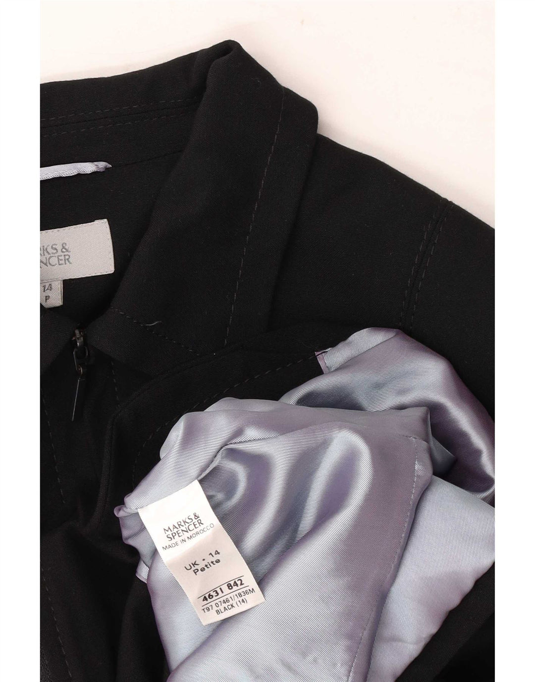 Marks & Spencer Womens Petite Full Zip Blazer Jacke UK 14 Medium Schwarz