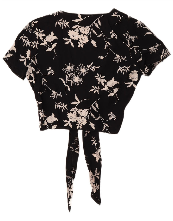 Max Dine Womens Crop Front Tie Cardigan Top IT 42 Mittelschwarz geblümt