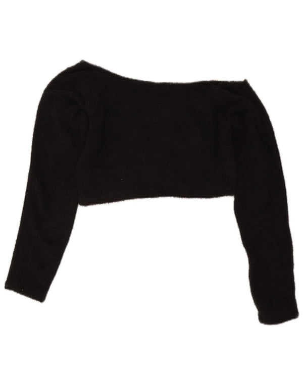 Adidas Damen Off Shoulder Fleece Crop Top UK 14 Medium Schwarz Polyester