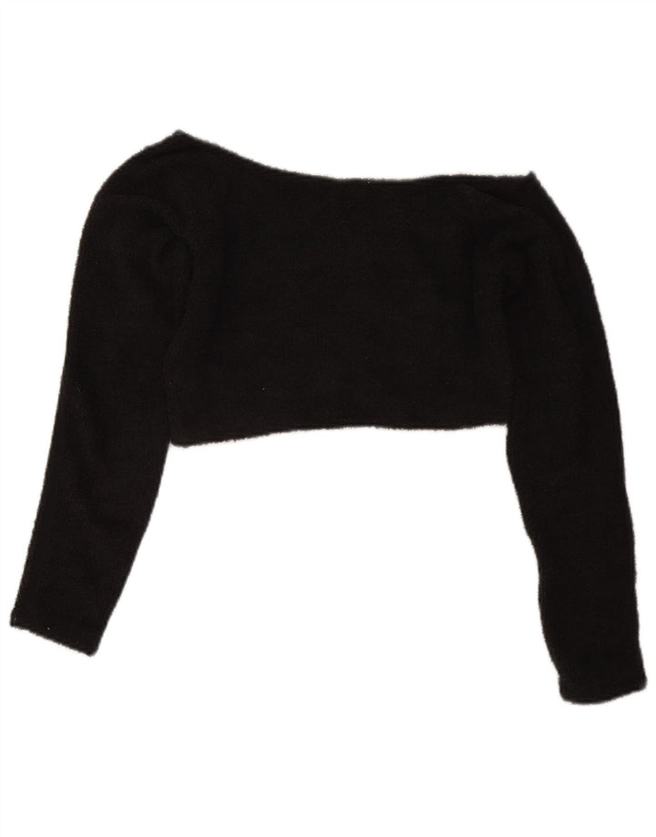 Adidas Damen Off Shoulder Fleece Crop Top UK 14 Medium Schwarz Polyester
