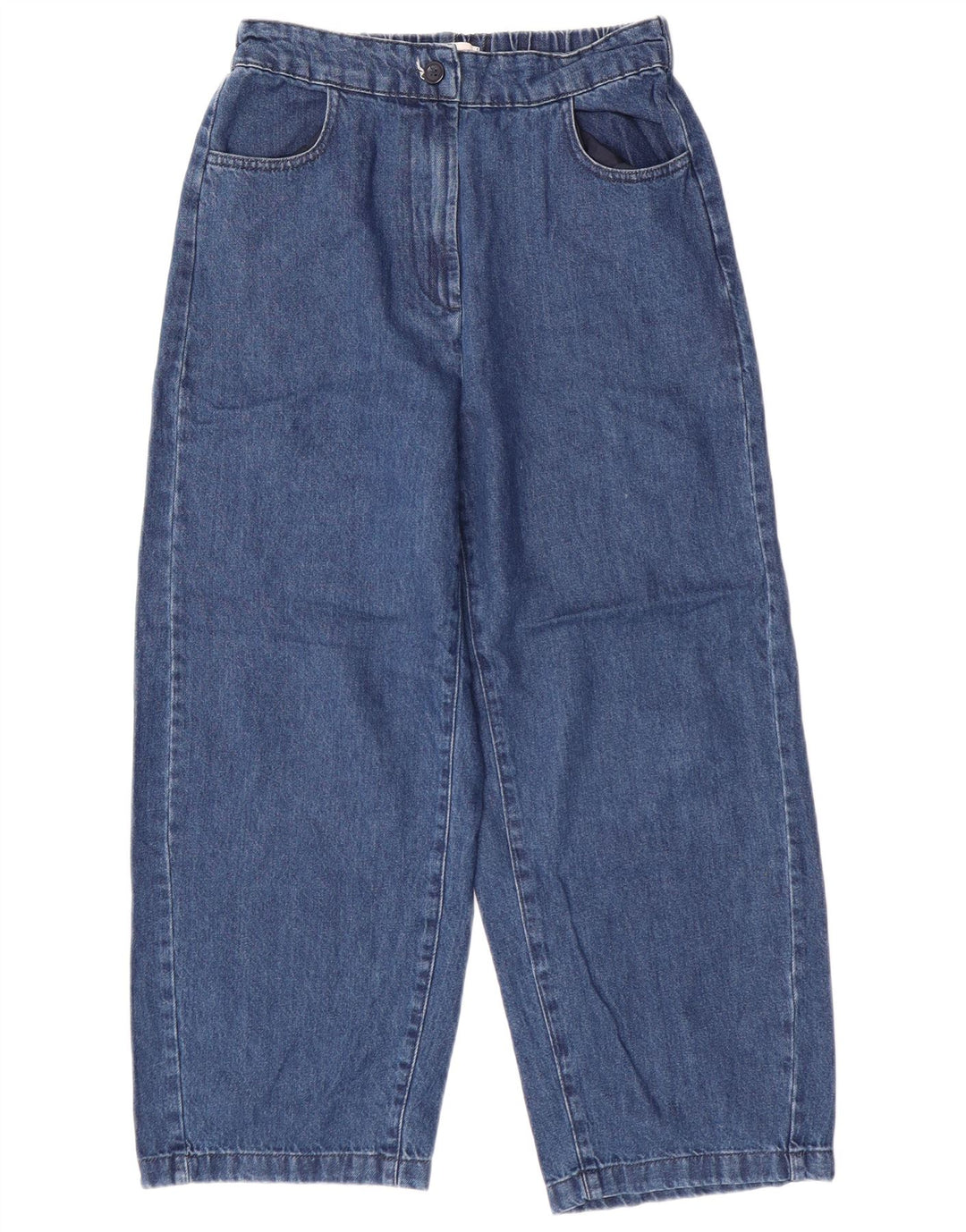 Zara Damen-Jeans mit weitem Bein, XS, W24, L25, blaue Baumwolle