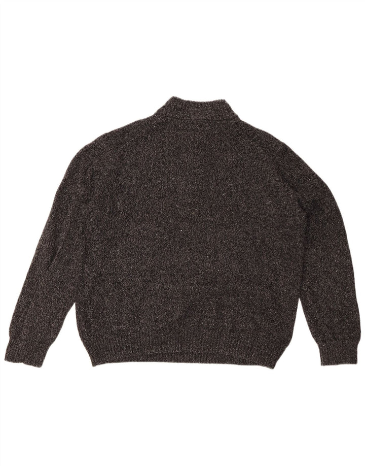 Izod Damen-Pullover mit Knopfkragen, UK 20 2XL, grau geflecktes Acryl