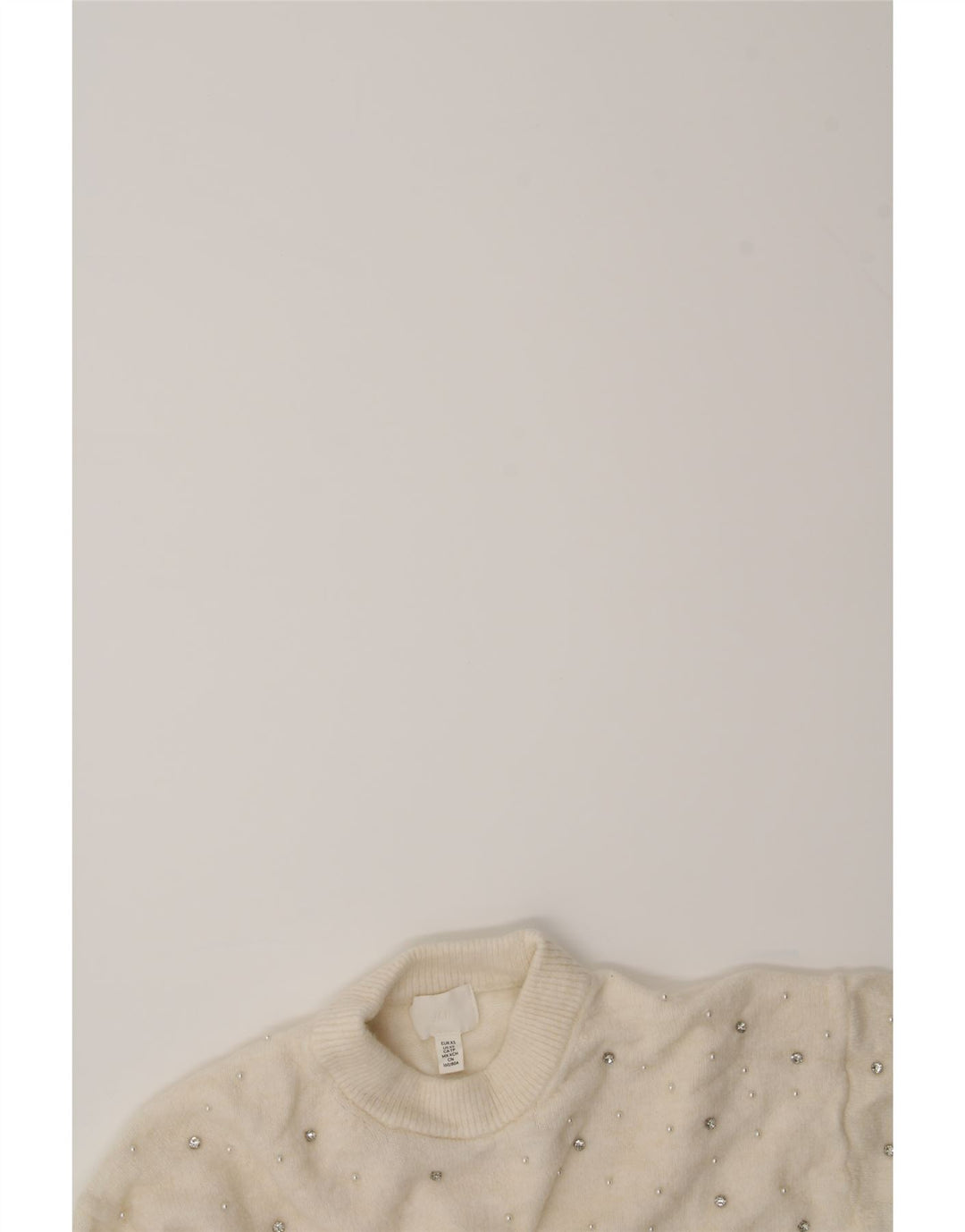 H&M Womens Oversized Turtle Neck Jumper Sweater UK 6 XS White Polyester Vintage H&M and Second-Hand H&M from Messina Hembry 