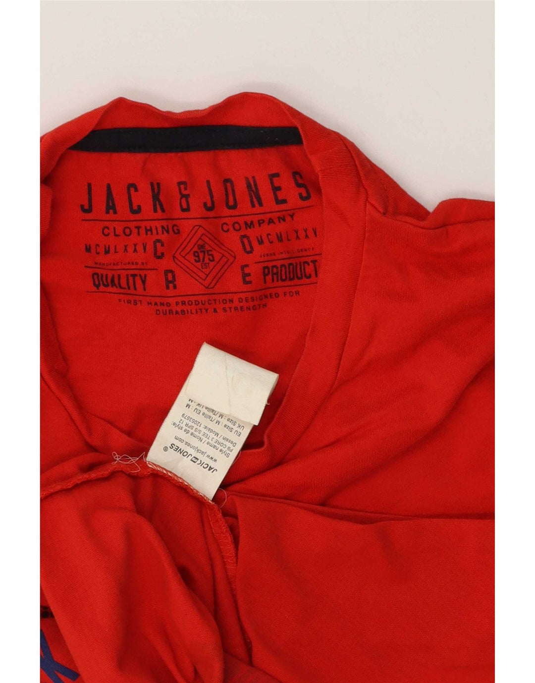 Jack & Jones Herren Grafik-T-Shirt-Oberteil aus mittelroter Baumwolle