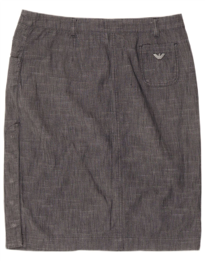 Armani Damen gerader Rock IT 46 Large W32 Graue Baumwolle