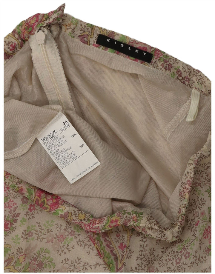 Sisley Damen Asymmetrischer Rock IT 38 XS W26 Graue Blumenseide