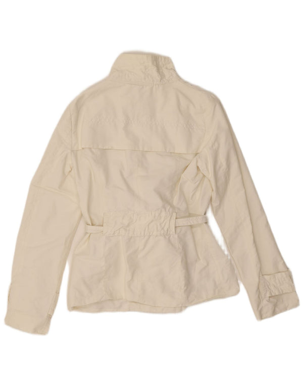 Zara Damen Kurzer Trenchcoat UK 10 Small Weiße Baumwolle