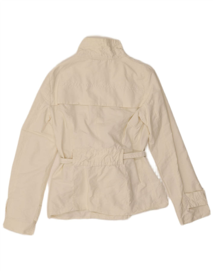Zara Damen Kurzer Trenchcoat UK 10 Small Weiße Baumwolle