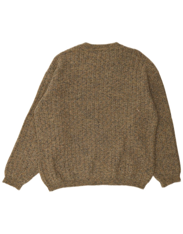 Cacharel Herren-Pullover mit Rundhalsausschnitt, reguläre Passform, Größe 54, XL, Khaki meliert