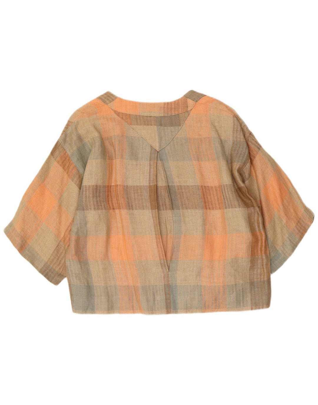 Vintage Damen Crop Shirt Bluse UK 16 Großes mehrfarbiges Karo