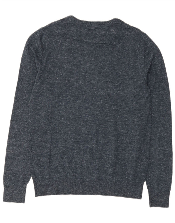 Tommy Hilfiger Herren-Pullover mit Rundhalsausschnitt, mittleres Marineblau meliert