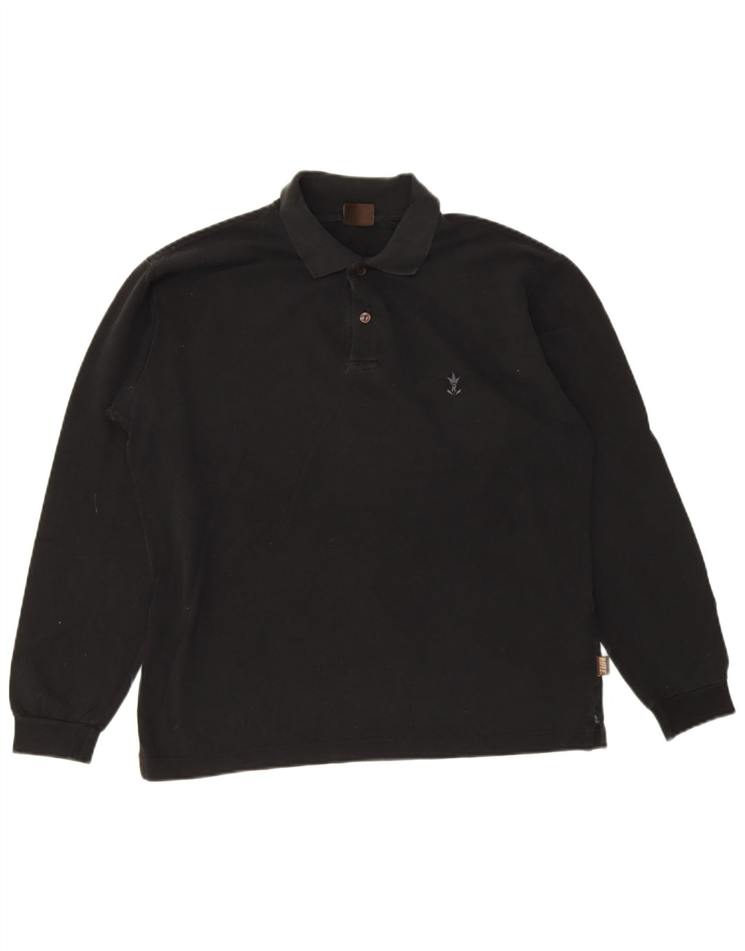 Rifle Herren-Langarm-Poloshirt aus mittelschwarzer Baumwolle