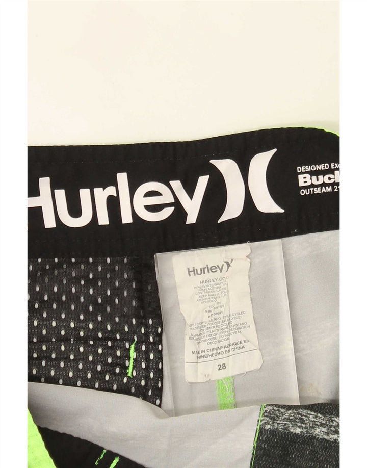 Hurley Herren-Badeshorts mit Grafik, klein, grün gestreift, Polyester