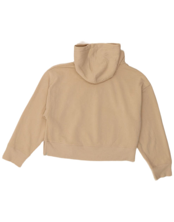 Zara Damen Übergroßer Kapuzenpullover UK 14 Mittelbeige Baumwolle