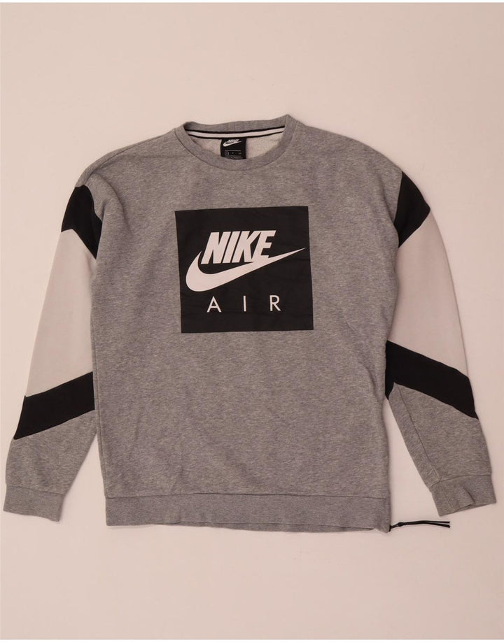 Nike Herren-Sweatshirt mit Grafik, Größe S, Grau, Colourblock-Baumwolle