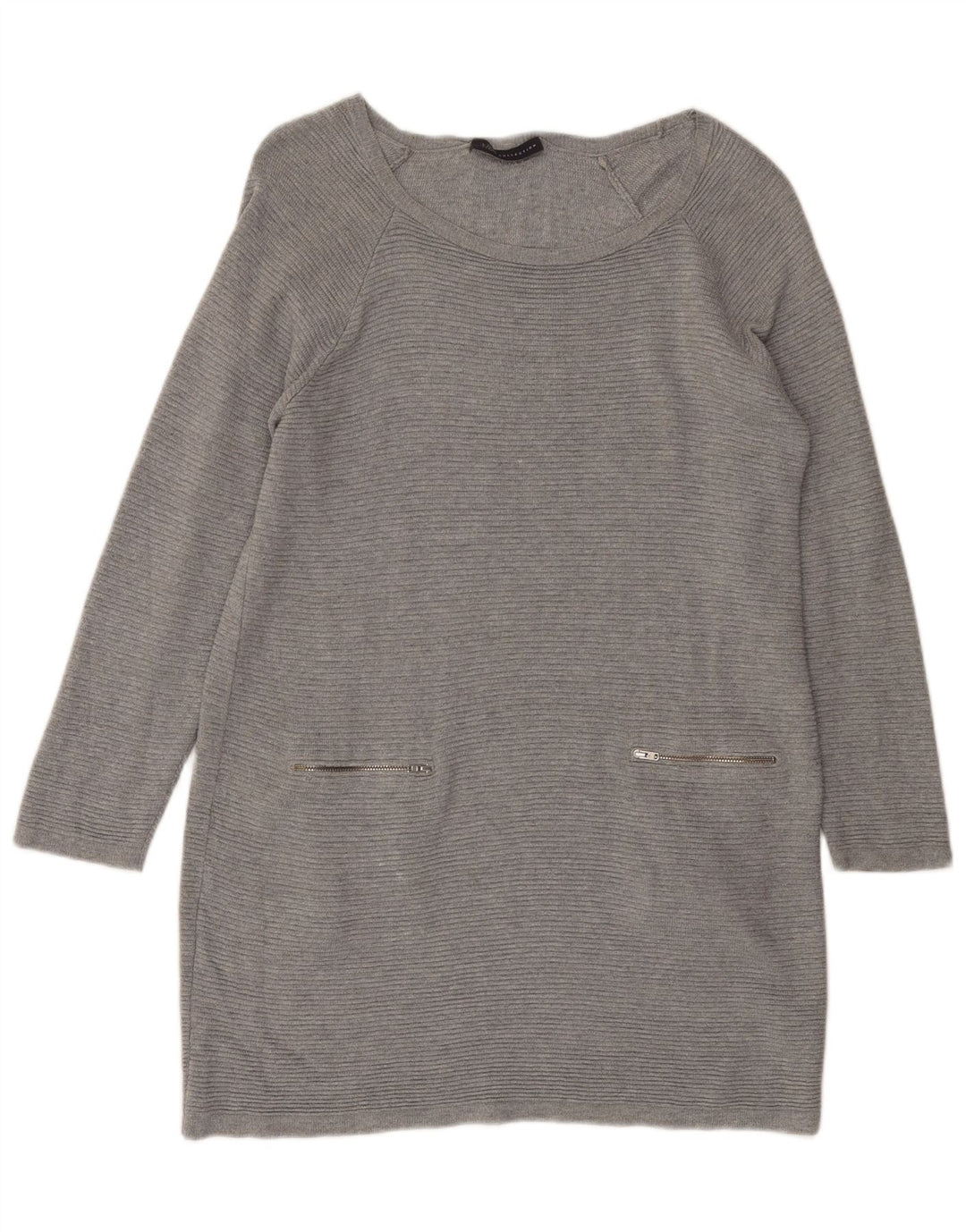 Marks & Spencer Damen Übergroßes Pulloverkleid UK 10 Small Graue Viskose