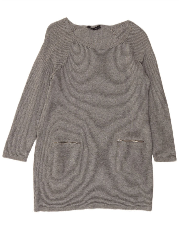 Marks & Spencer Damen Übergroßes Pulloverkleid UK 10 Small Graue Viskose
