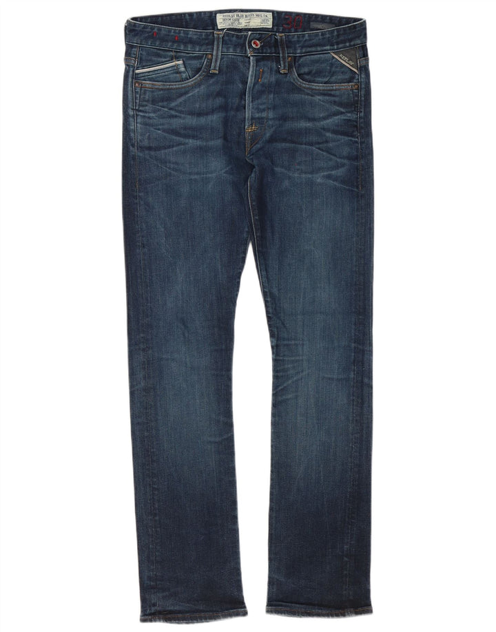 Replay Herren Slim Jeans W30 L32 Blaue Baumwolle
