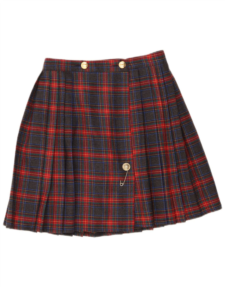 Vintage Damen Messerfaltenrock IT 44 Medium W28 Mehrfarbig kariert