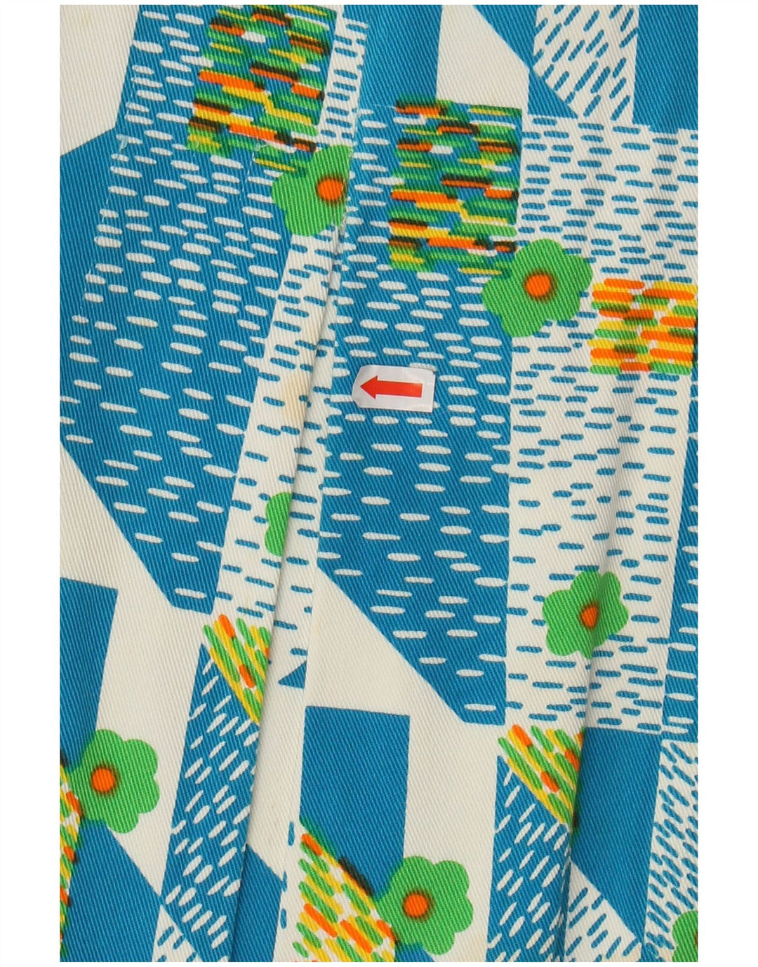 VINTAGE Damen A-Linienrock IT 48 XL W38 Blau Geometrisch