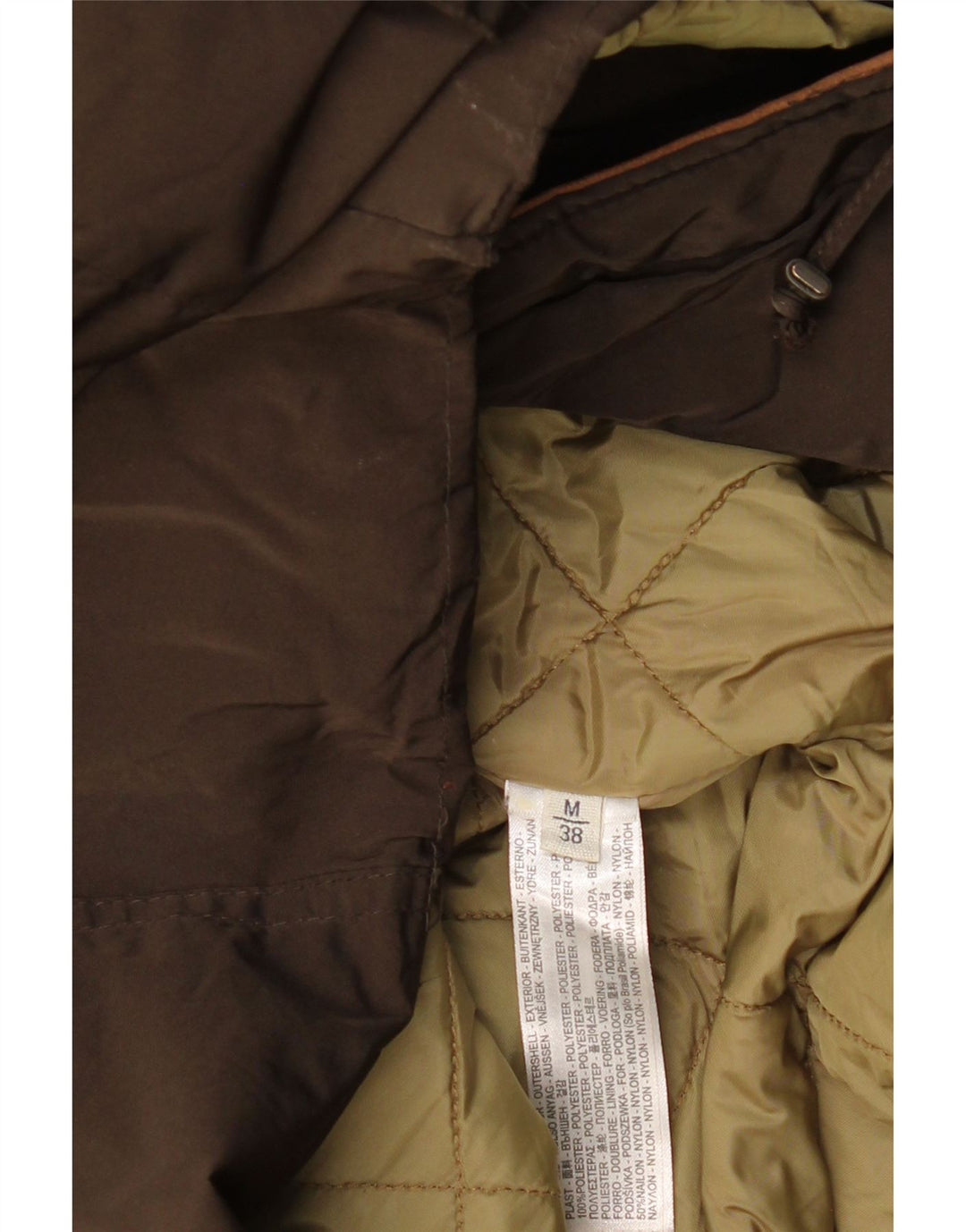 MASSIMO DUTTI Damen-Windbreakerjacke mit Kapuze, UK 14, mittlere Khaki-Baumwolle