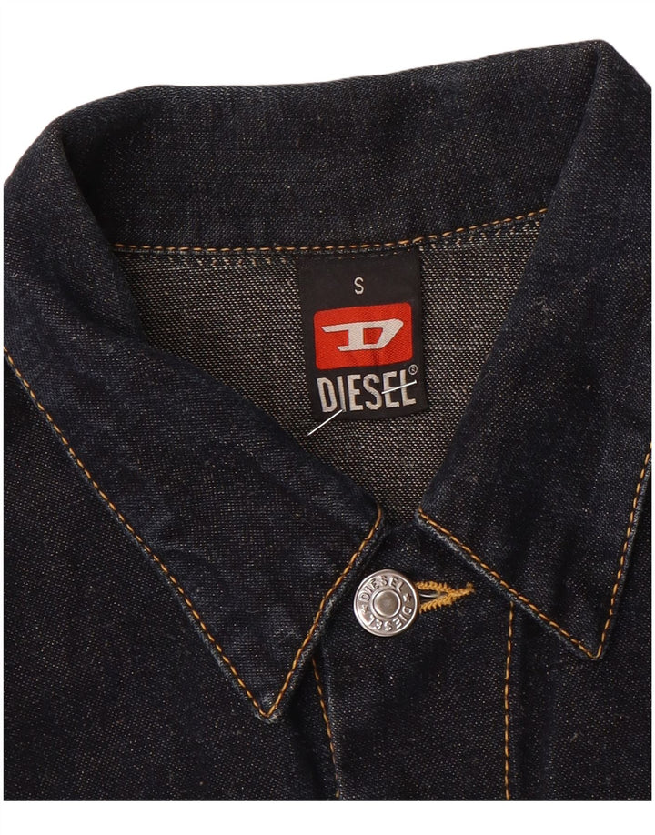 Diesel Damen Crop Denim Jacke UK 10 Small Marineblau Flachs