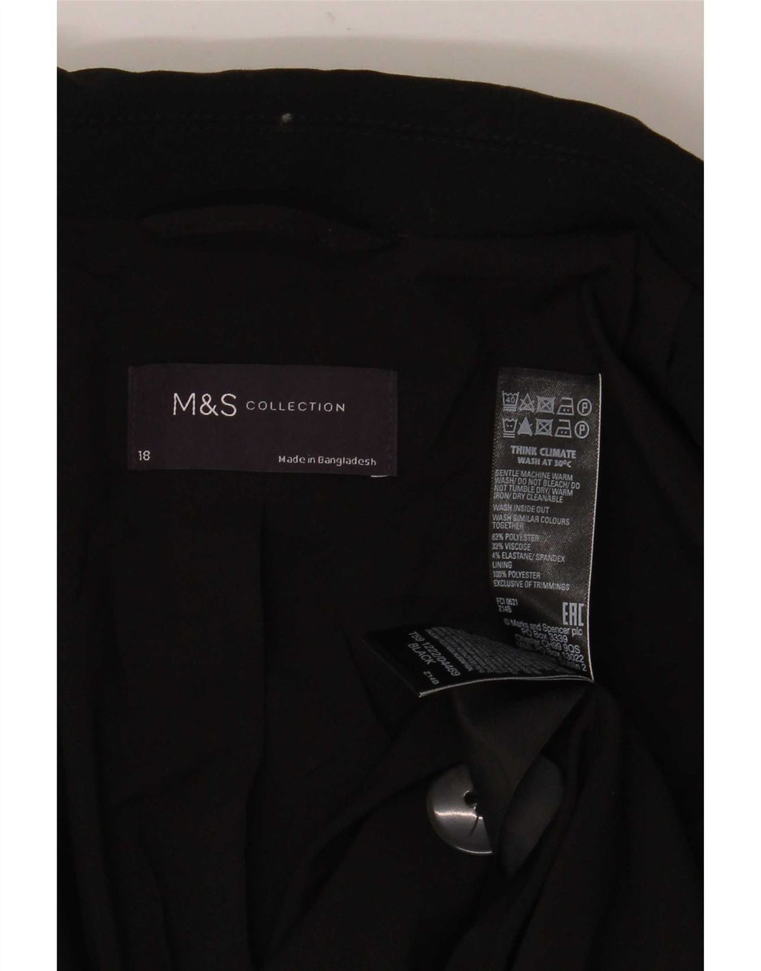 Marks & Spencer Damen-Blazer mit 1 Knopf, übergroß, Gr. 18, XL, Schwarz