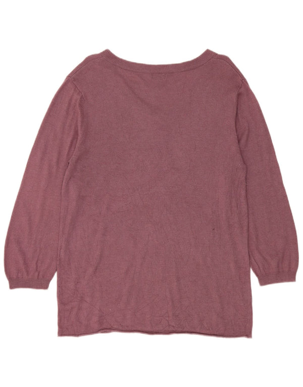 Mossimo Damen-Pullover mit 3/4-Ärmeln und V-Ausschnitt, UK 20 2XL Lila Rayon